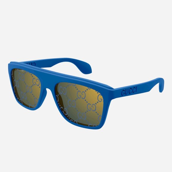 NEW GUCCI GG1570S 004 57 SQUARE UNISEX BLUE SUNGLASSES GUCCI - Picture 1 of 2